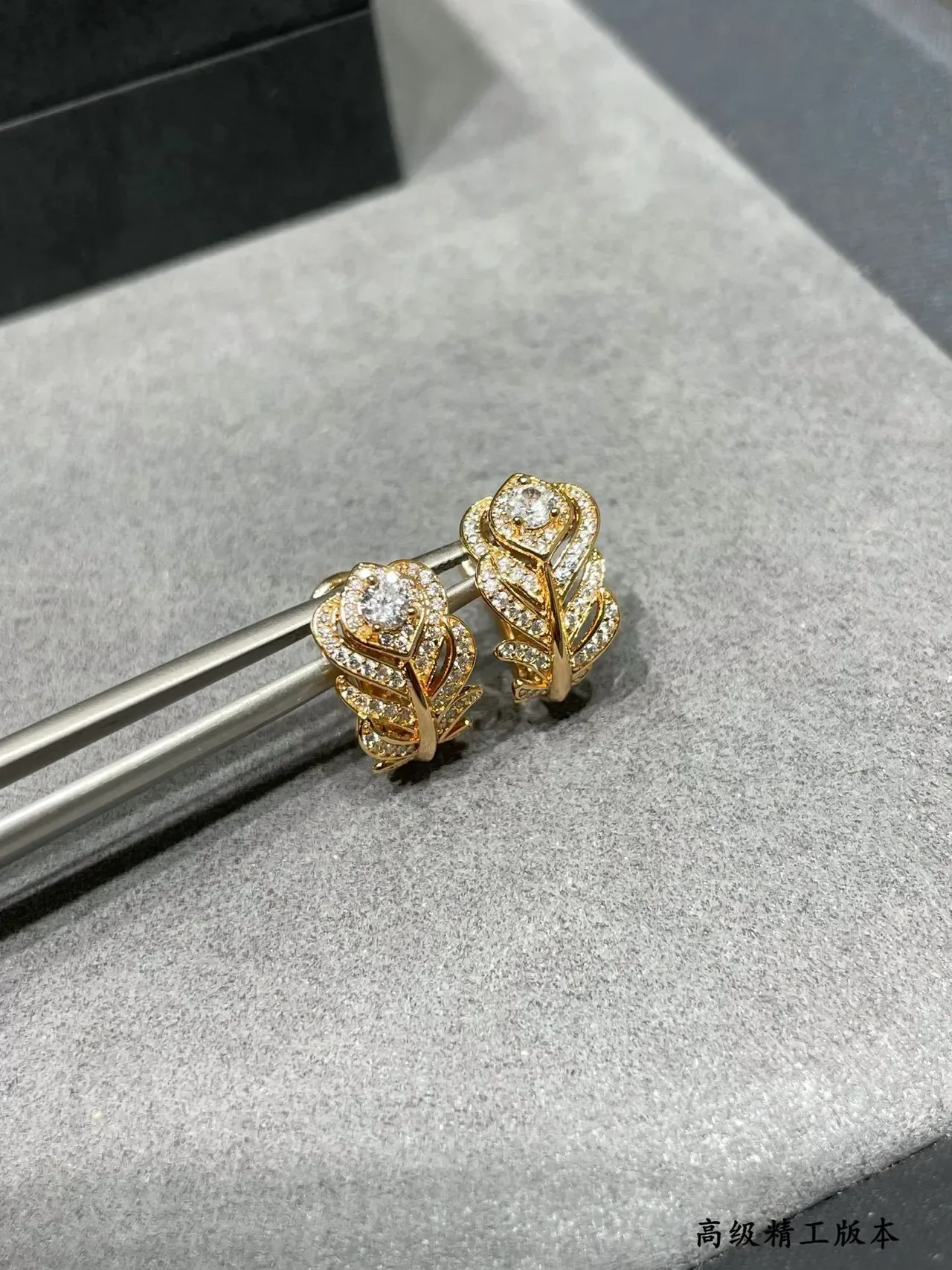 Silver Floral Pavé-Set Hinged Lever-Back Earrings 5