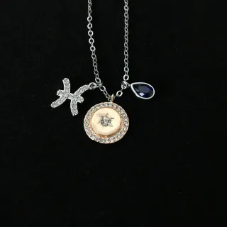 银色金色多魅力吊坠 Pavé-Set 宝石项链