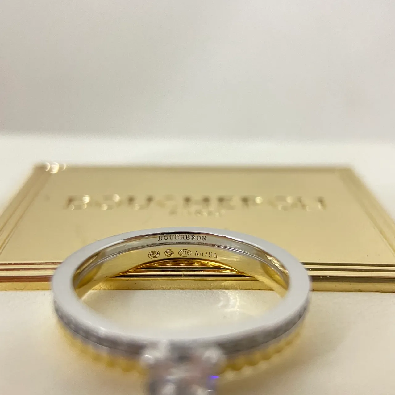 Silver Gold Solitaire Center Stone Pavé-Set Side Bands Ring 3