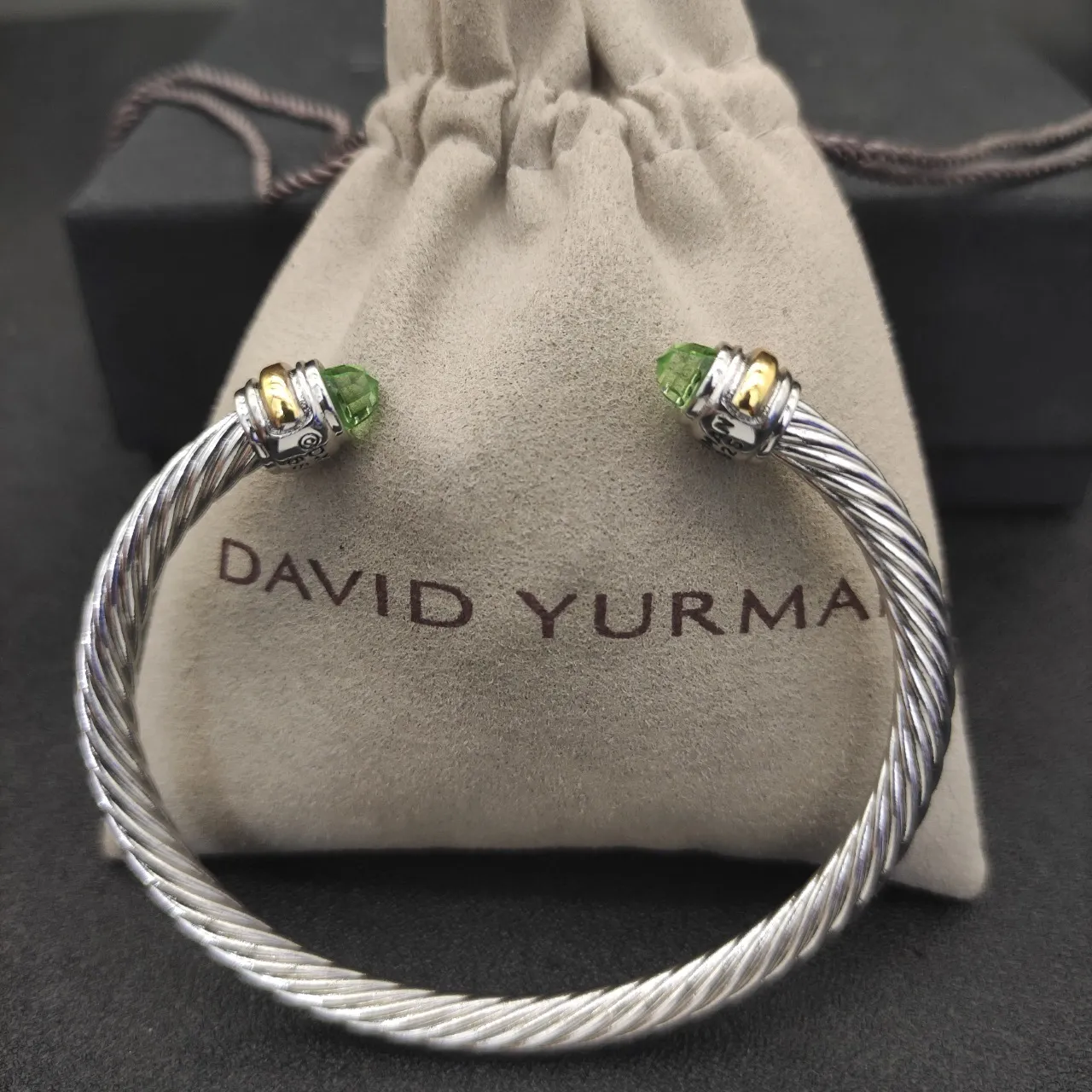 Silver Gold Twisted Cable Two-Tone Metal Bracelet 3