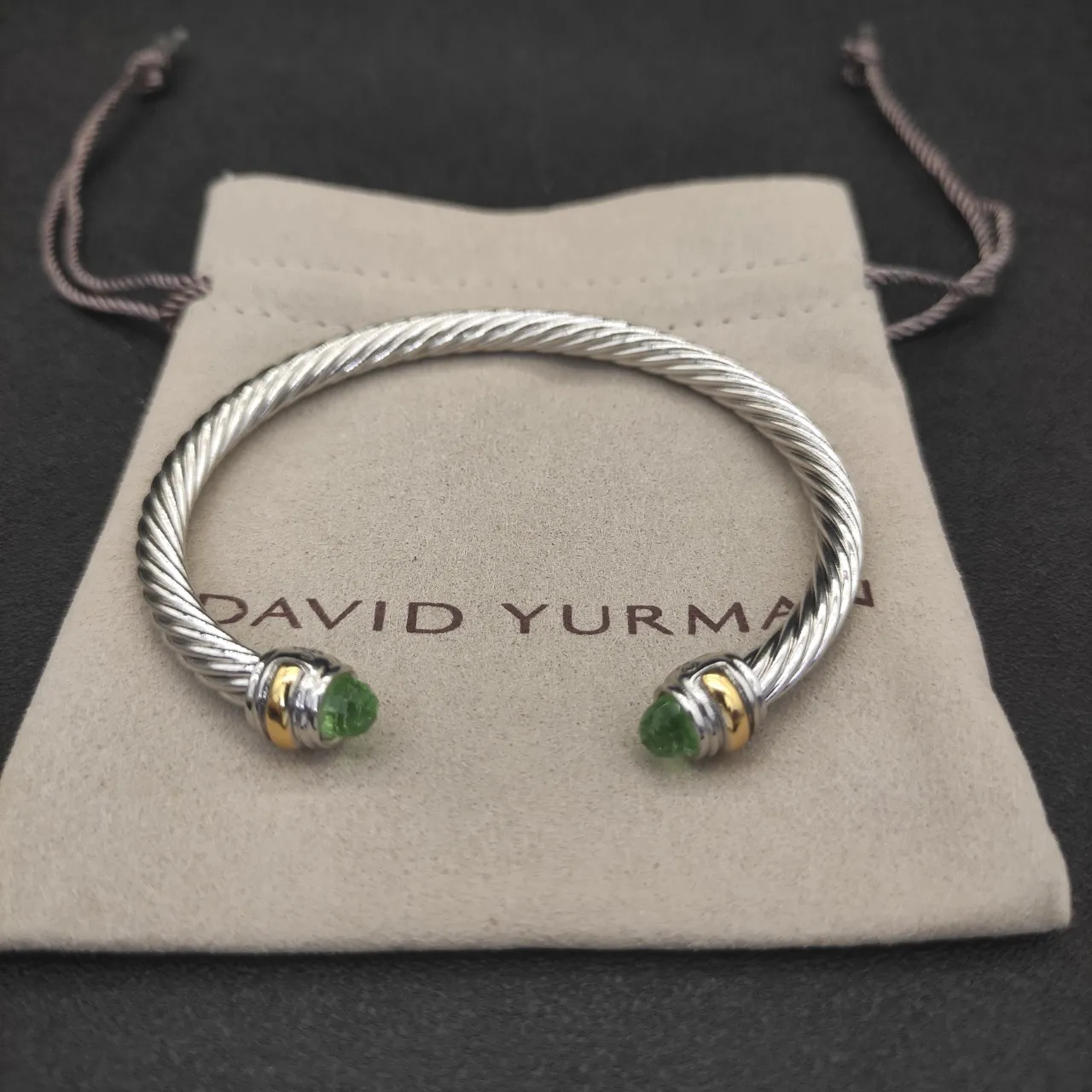 Silver Gold Twisted Cable Two-Tone Metal Bracelet 4