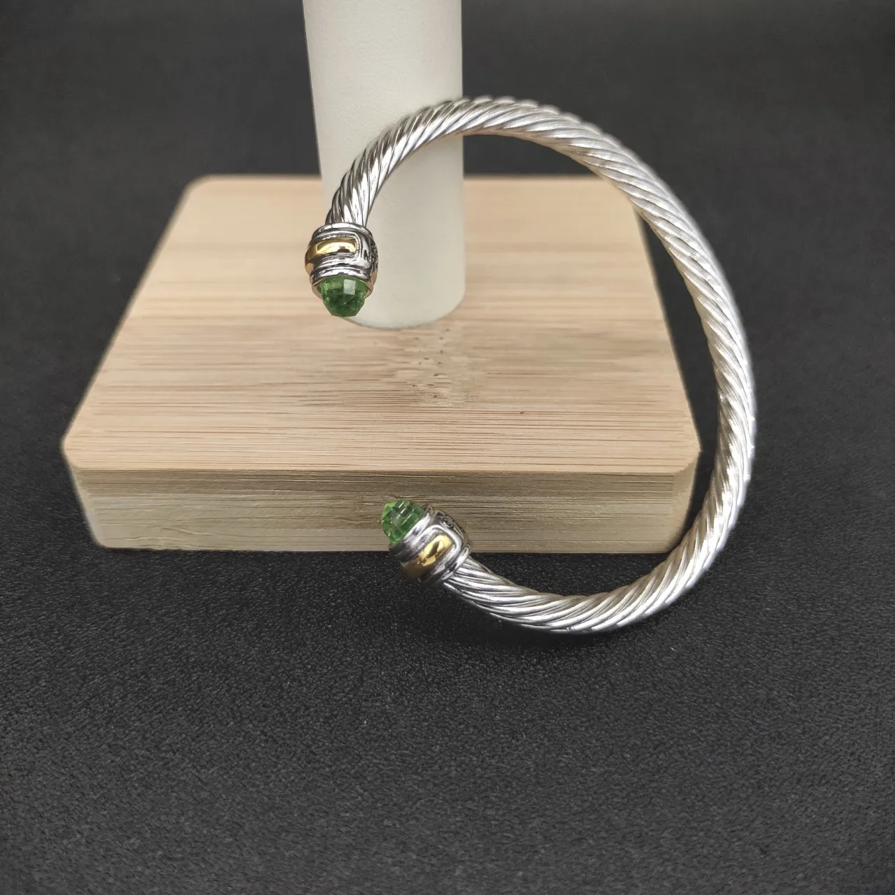 Silver Gold Twisted Cable Two-Tone Metal Bracelet 5