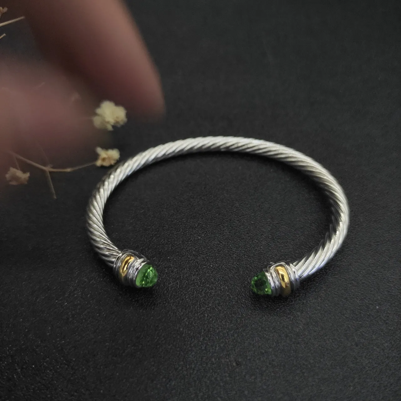 Silver Gold Twisted Cable Two-Tone Metal Bracelet 8