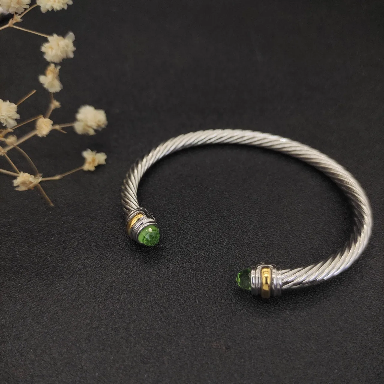 Silver Gold Twisted Cable Two-Tone Metal Bracelet 9