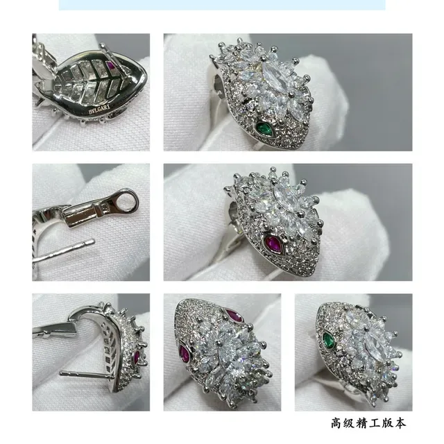Silver Red Floral Cluster Pavé-Set Clear Stones Earrings 2