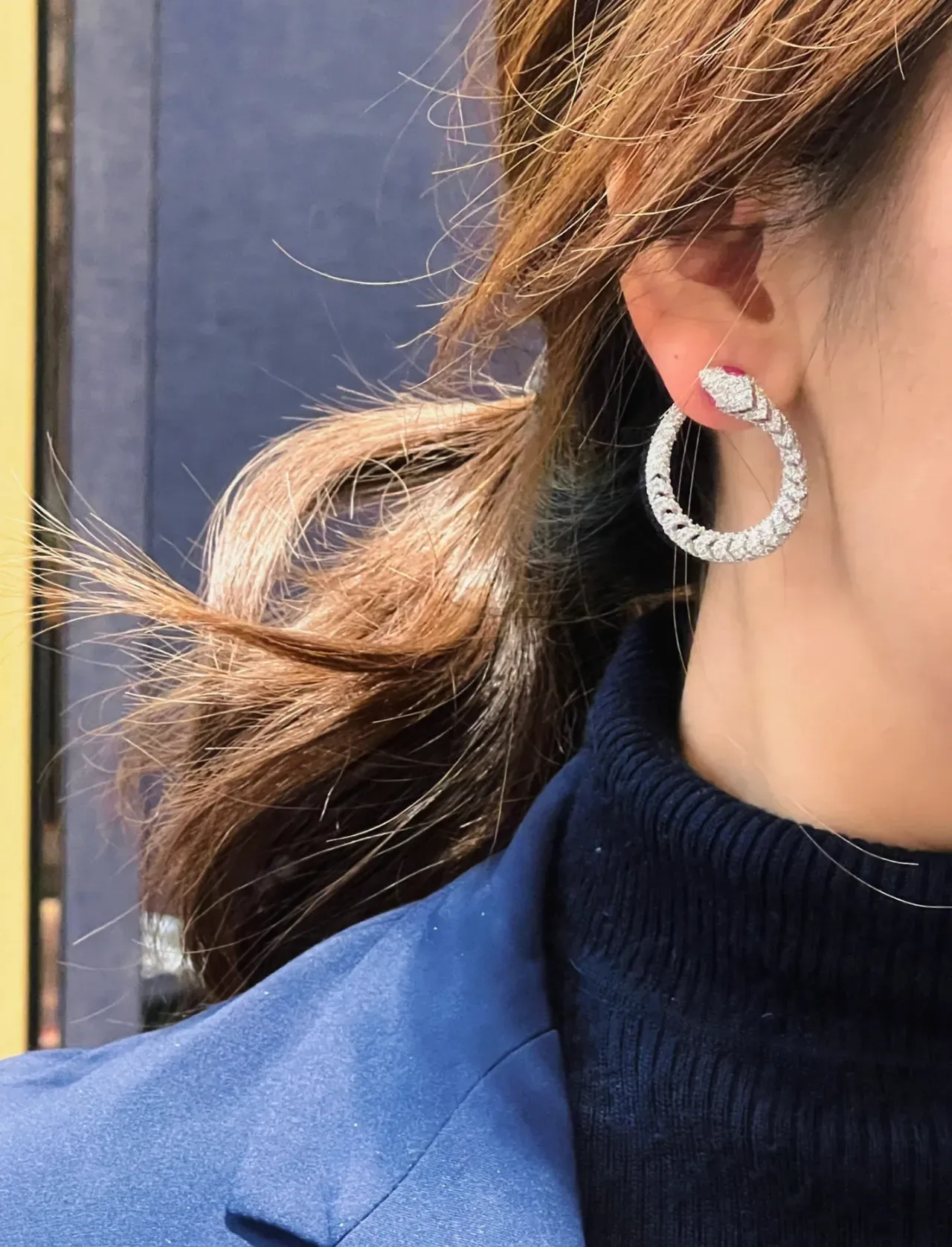 Silver Red Pavé-Set Hoop Snakehead Terminals Earrings 2