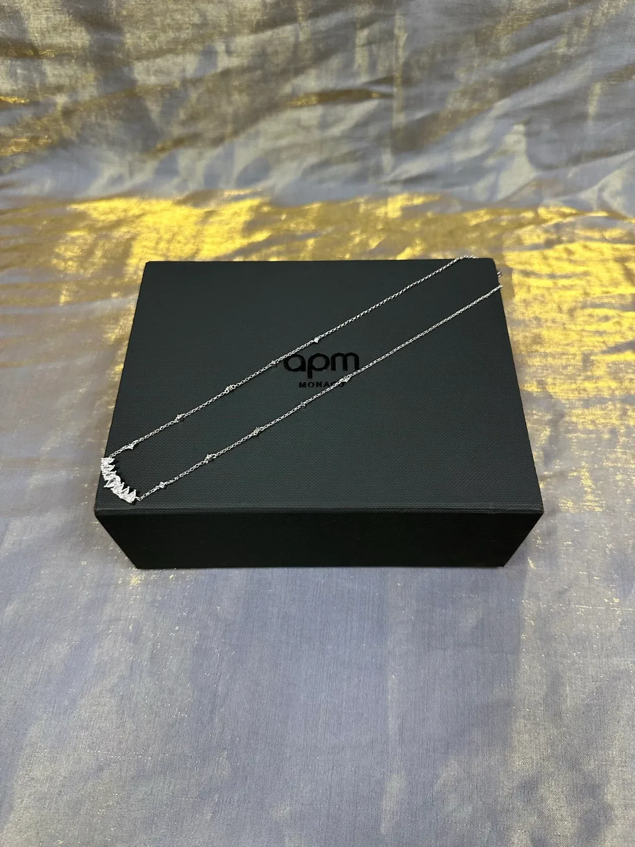 Silver-Tone Graduated Diamond-Studded Pendant Necklace 5