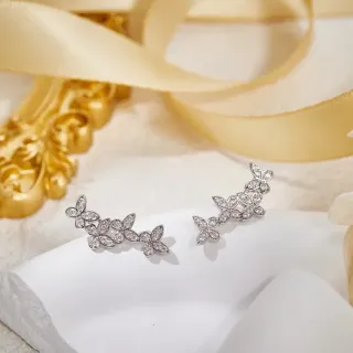 Silver-Tone Pave Butterfly Vine Stud Earrings