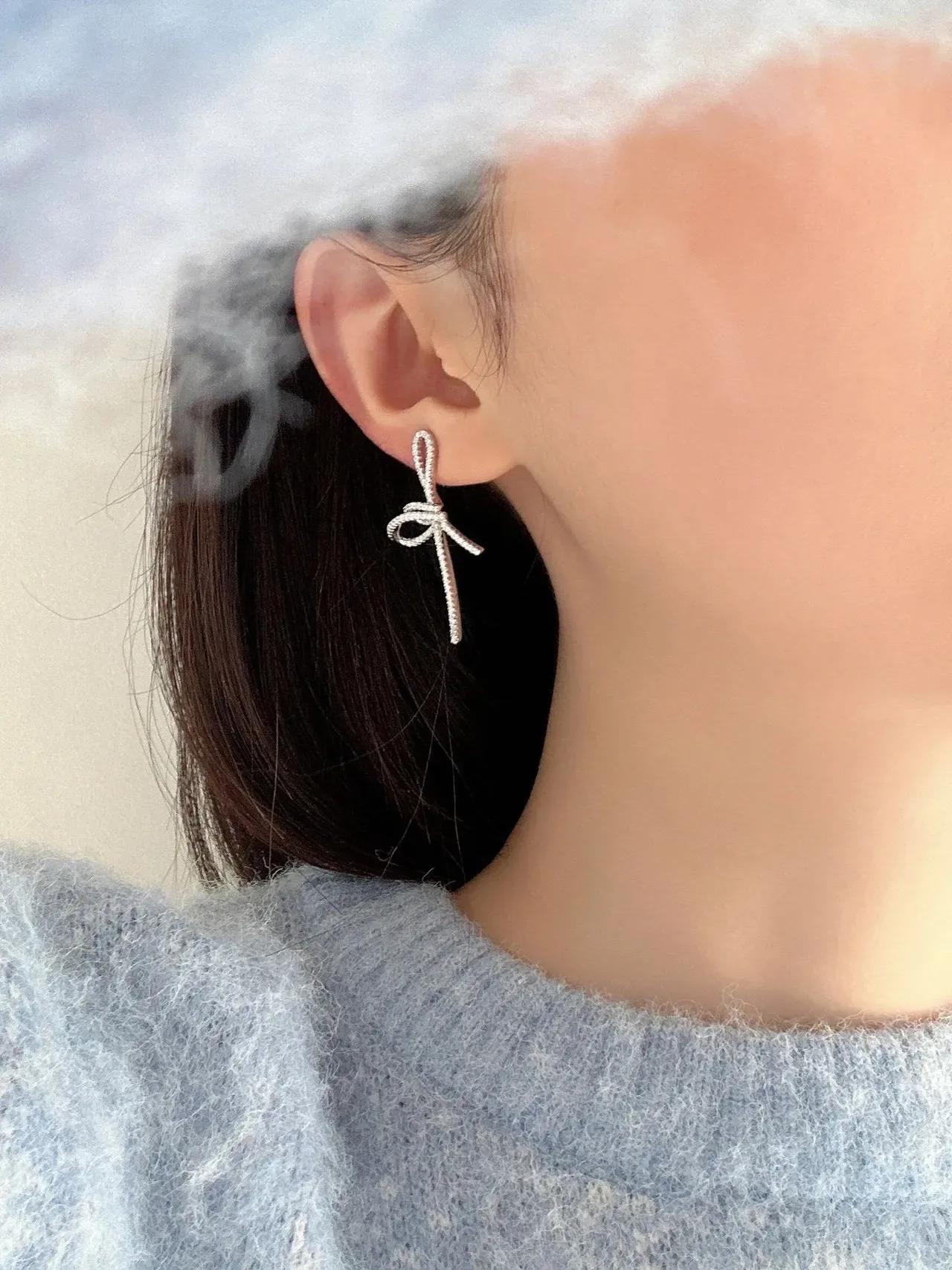 Silver-Tone Rectangular Gemstone Dangling Earrings 9