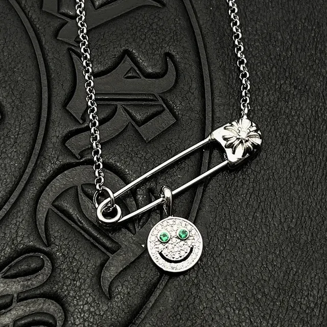 Silver-Tone Safety-Pin Smiley Face Pendant Necklaces 6