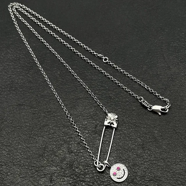 Silver-Tone Safety-Pin Smiley Face Pendant Necklaces 7
