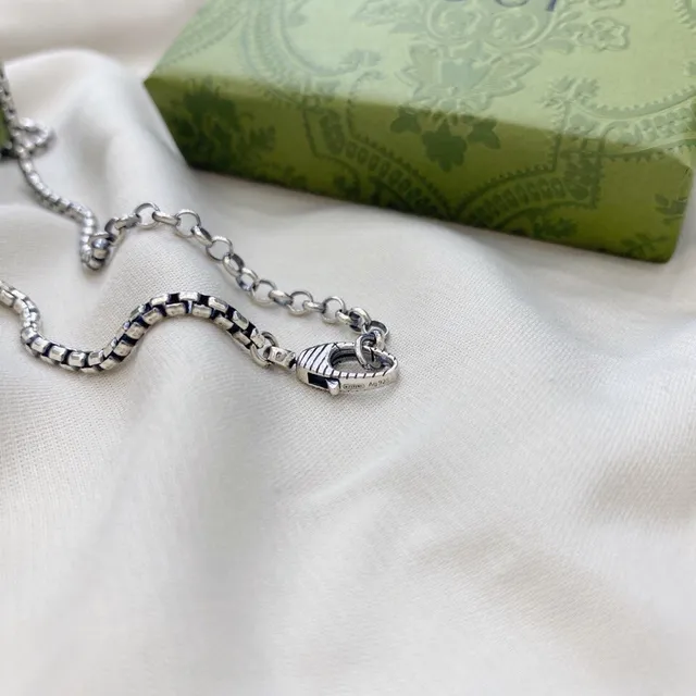 Silver-Toned Bird Head Pendant Box Chain Necklace 3