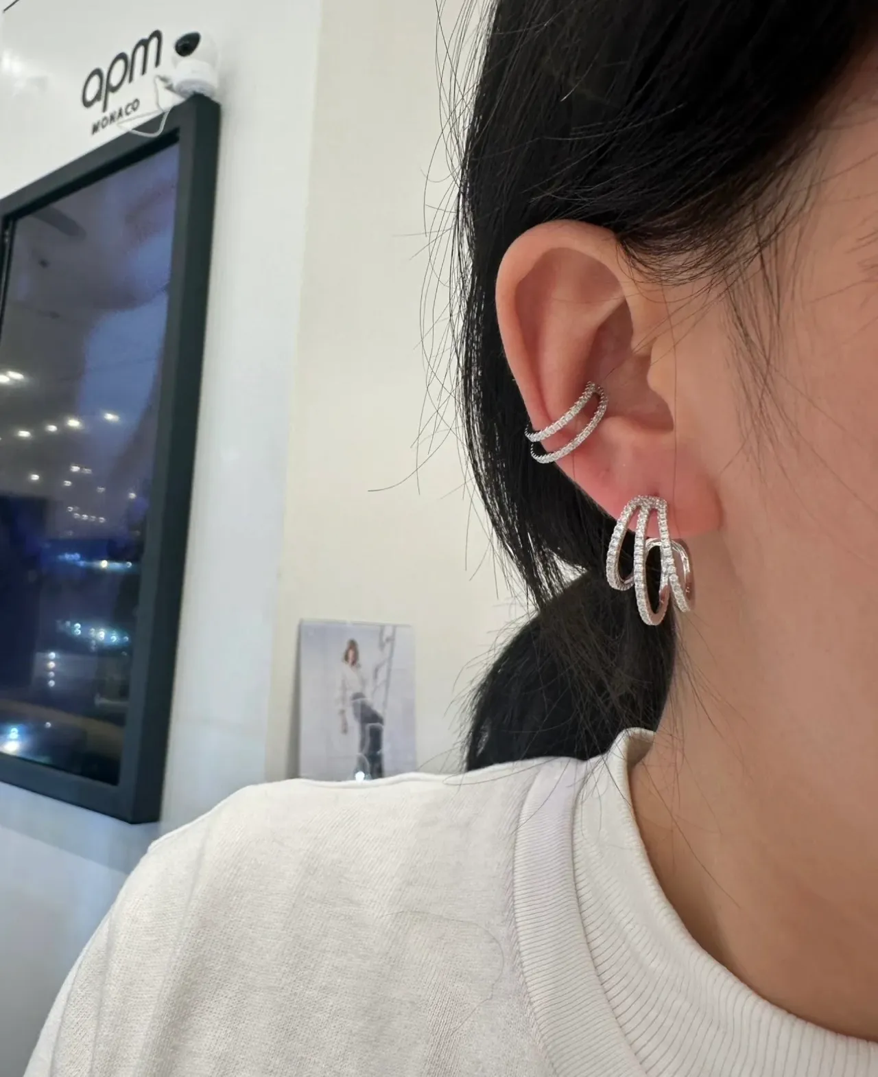 Silver-Toned Pavé Twisted Hoop Earrings 3