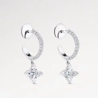 Silver Transparent Hinged Hoop Pavé-Set Gemstones Earrings