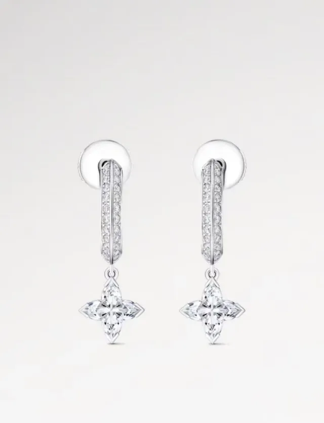 Silver Transparent Hinged Hoop Pavé-Set Gemstones Earrings 8
