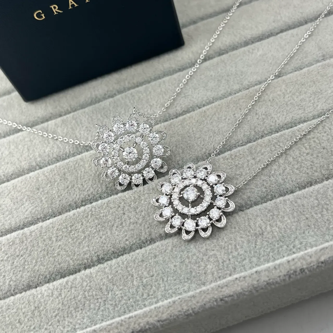 Silver White Floral Motif Multi-Tiered Pavé-Set Stones Necklace 5