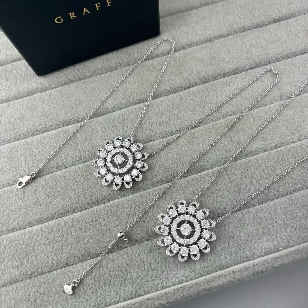 Silver White Floral Motif Multi-Tiered Pavé-Set Stones Necklace 6