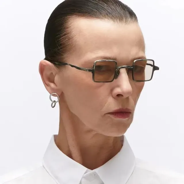 Square-Frame Thin Metal Rim Sunglasses 5