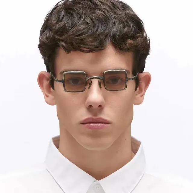 Square-Frame Thin Metal Rim Sunglasses 7