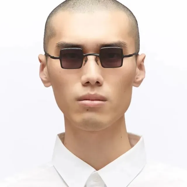 Square-Frame Thin Metal Rim Sunglasses 8