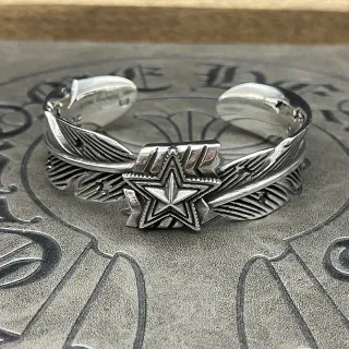 Pulsera de muñeca de plata con motivo de estrella y pluma
