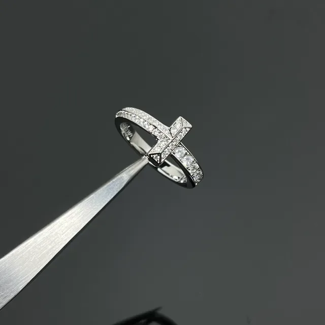 T-Motif Pavé Stone Two-Tone Ring Set Rings 6