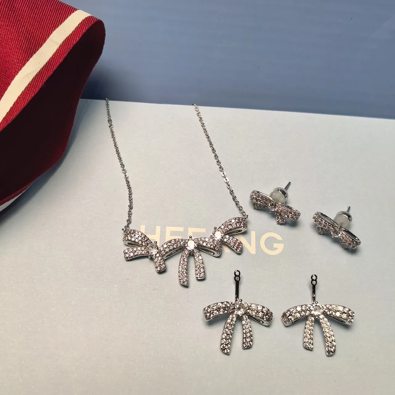 Triple Bow Pavé Pendant Necklace 3