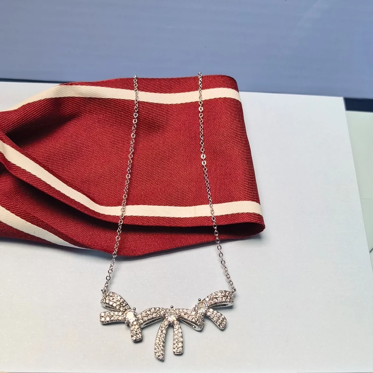 Triple Bow Pavé Pendant Necklace 4