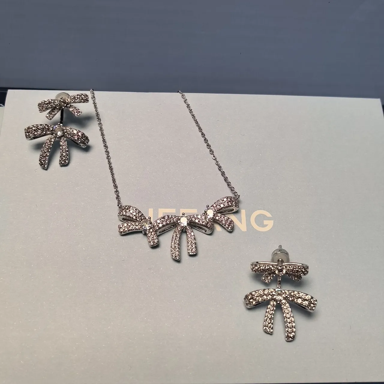 Triple Bow Pavé Pendant Necklace 6