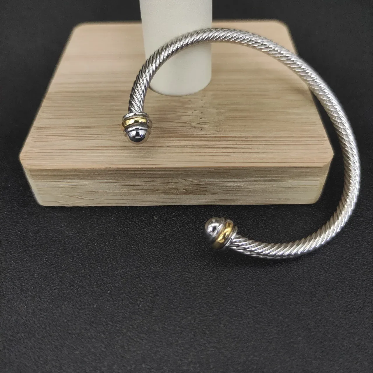 Twisted Cable Dual-Tone Open Cuff Bracelets 7
