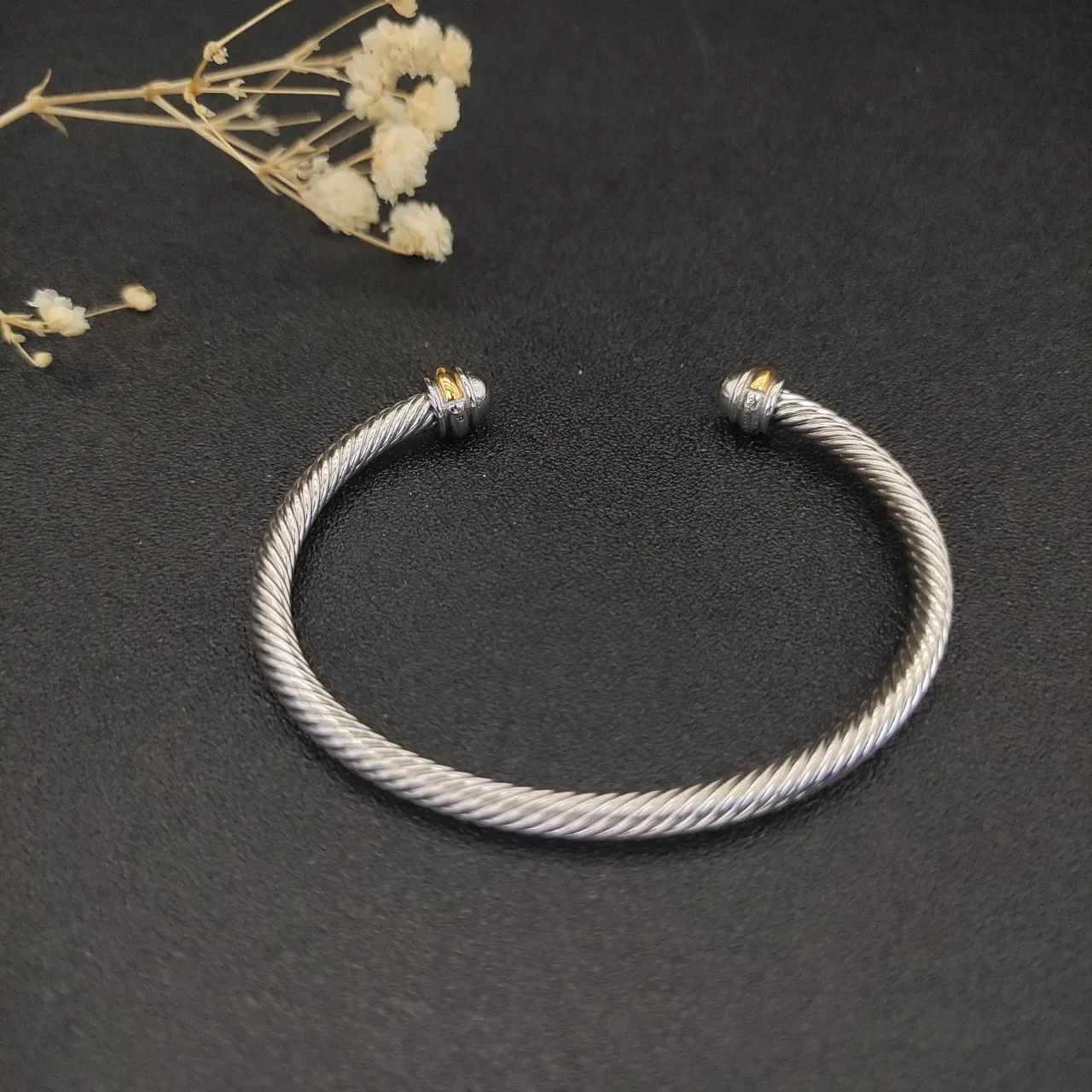 Twisted Cable Dual-Tone Open Cuff Bracelets 8