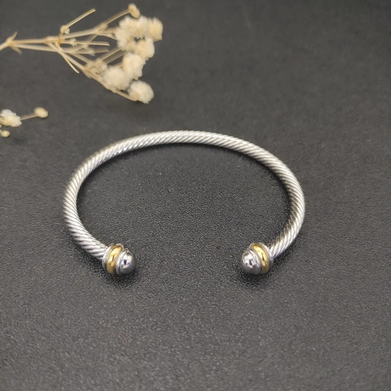 Twisted Cable Dual-Tone Open Cuff Bracelets 9