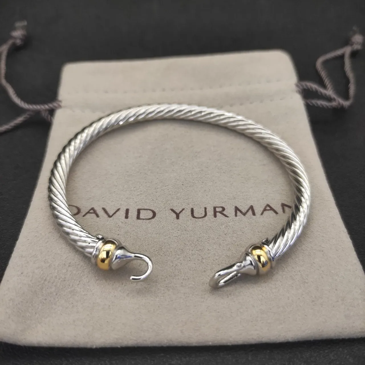 Twisted Cable Two-Tone Hook Clasp Bracelet 7