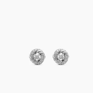Twisted Rope Motif Pavé Halo Stud Earrings