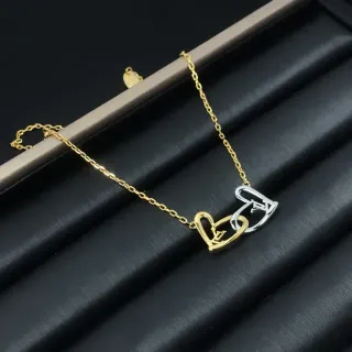 Two-Tone Interlocking Heart Pendant Necklace