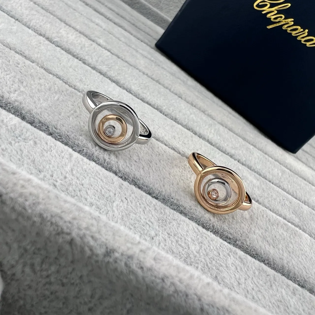 Two-Tone Spiral Rotating Bezel Diamond Ring 6