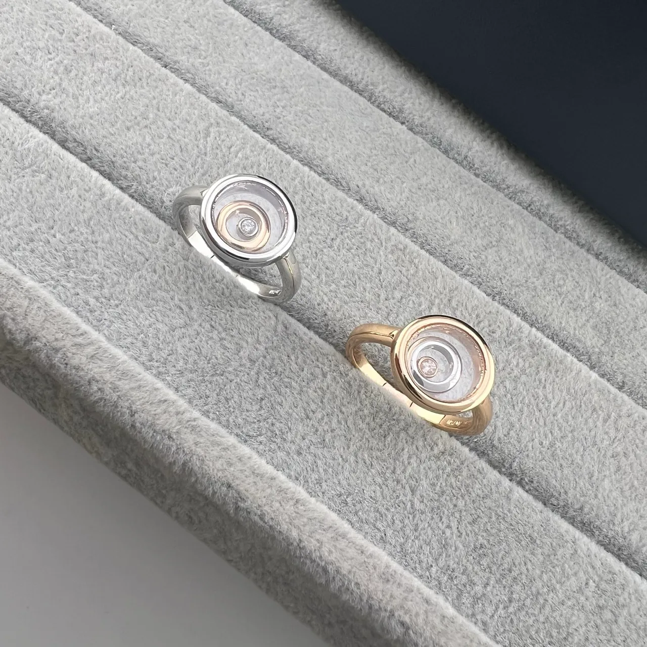 Two-Tone Spiral Rotating Bezel Diamond Ring 4