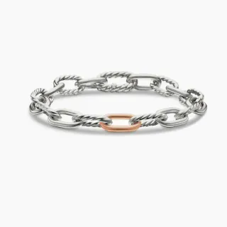 Pulsera de cadena con eslabones de cuerda retorcidos de dos tonos