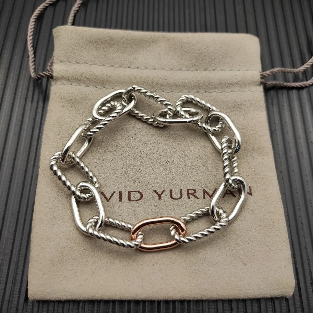 Two-Tone Twisted Rope-Link Chain Bracelet 5