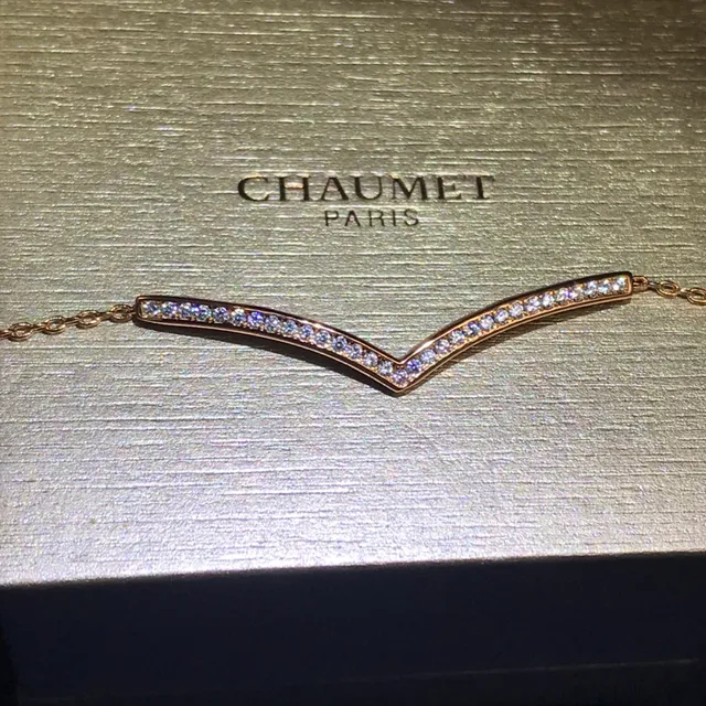 V-Shaped Pave Stone Rose Gold-Tone Double Chain Bracelets 2