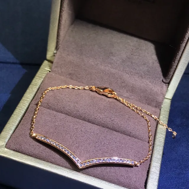 V-Shaped Pave Stone Rose Gold-Tone Double Chain Bracelets 4