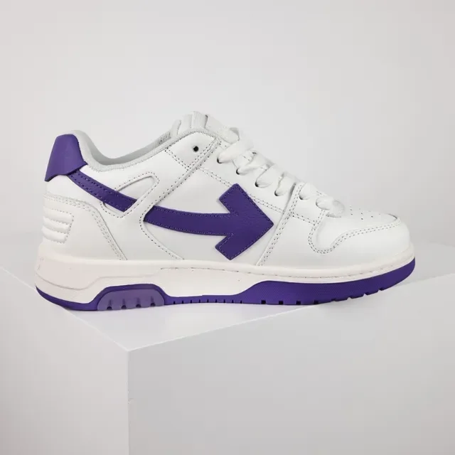 White and Purple Arrow Logo Low-Top Lifestyle Sneakers 7