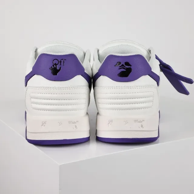 White and Purple Arrow Logo Low-Top Lifestyle Sneakers 8