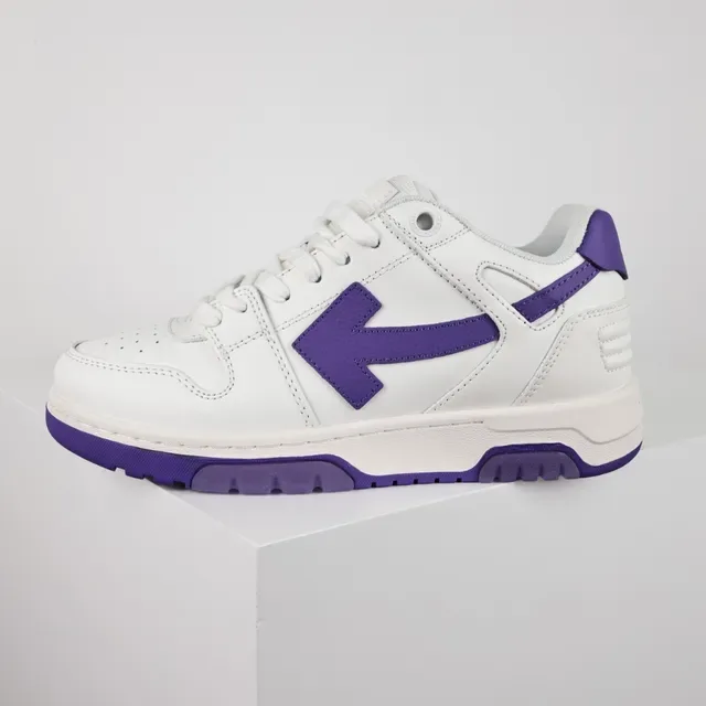 White and Purple Arrow Logo Low-Top Lifestyle Sneakers 9