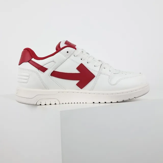 White and Red Arrow Logo Lifestyle Sneakers 7