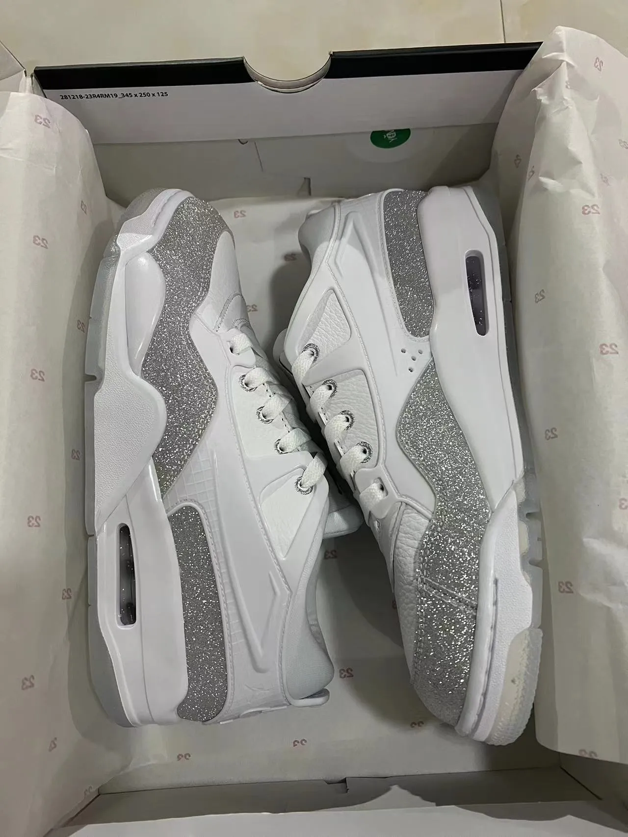 White and Silver Glitter Air-Cushioned Chunky Lifestyle Sneakers 9
