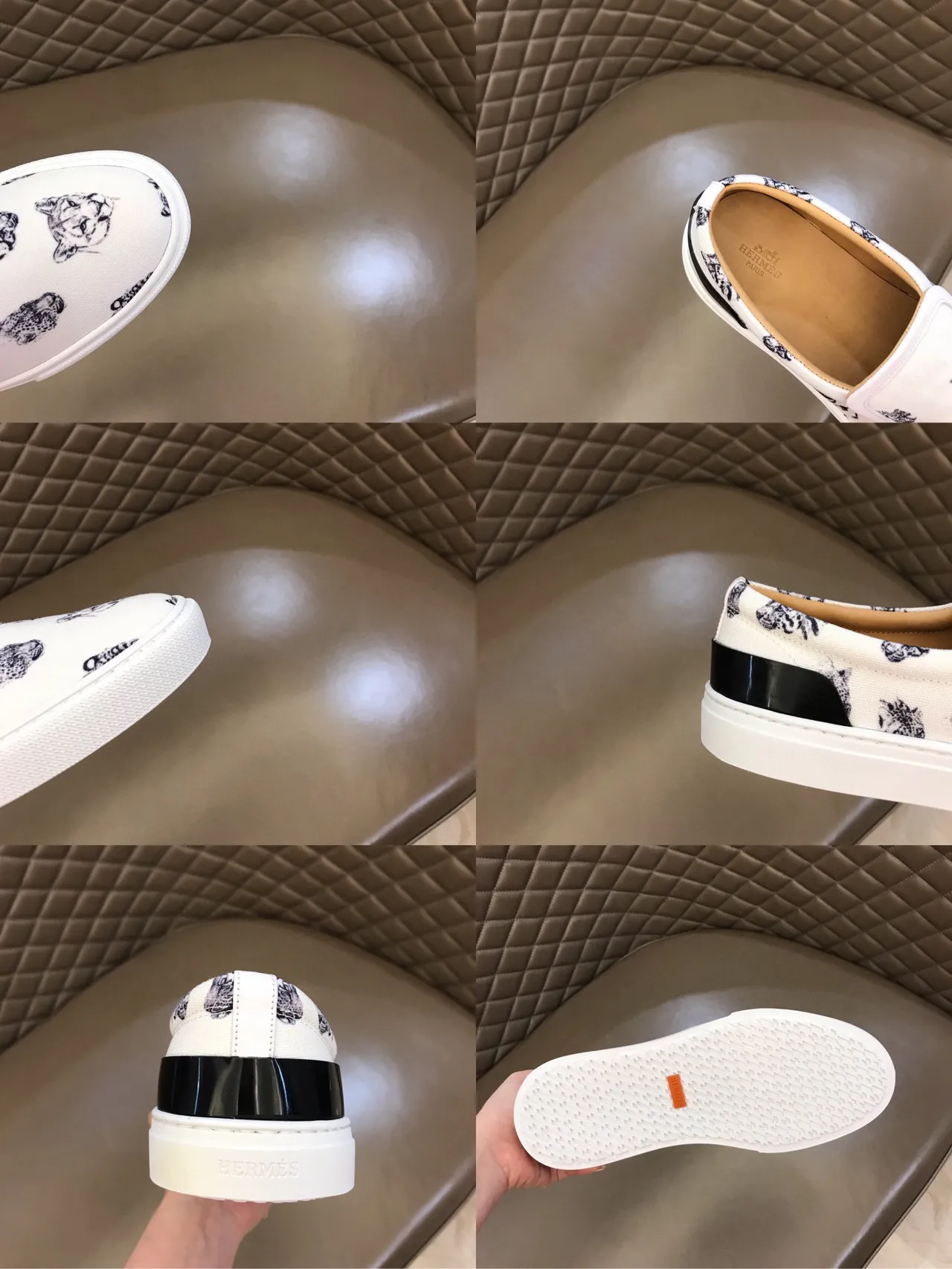 White Animal Print Slip-On Canvas Shoes 2