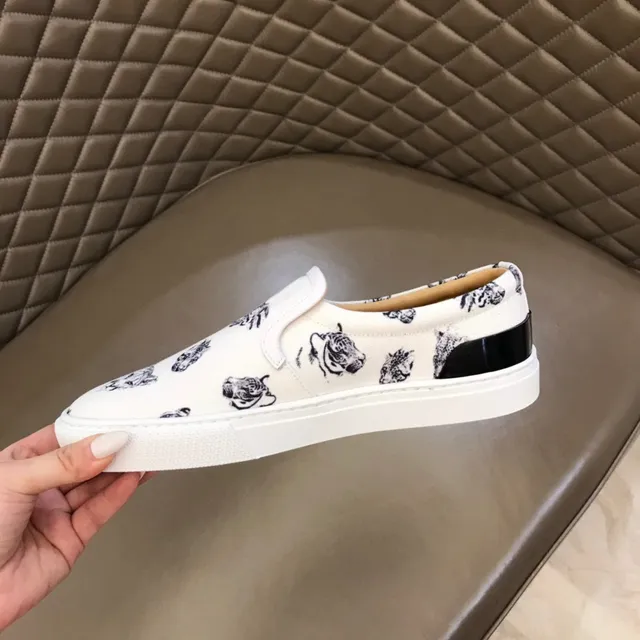 White Animal Print Slip-On Canvas Shoes 3