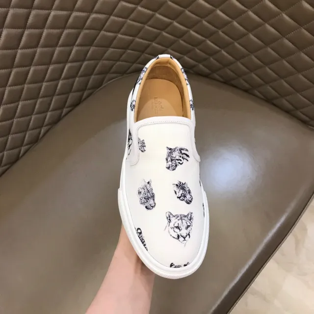 White Animal Print Slip-On Canvas Shoes 4