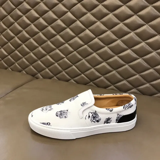 White Animal Print Slip-On Canvas Shoes 5